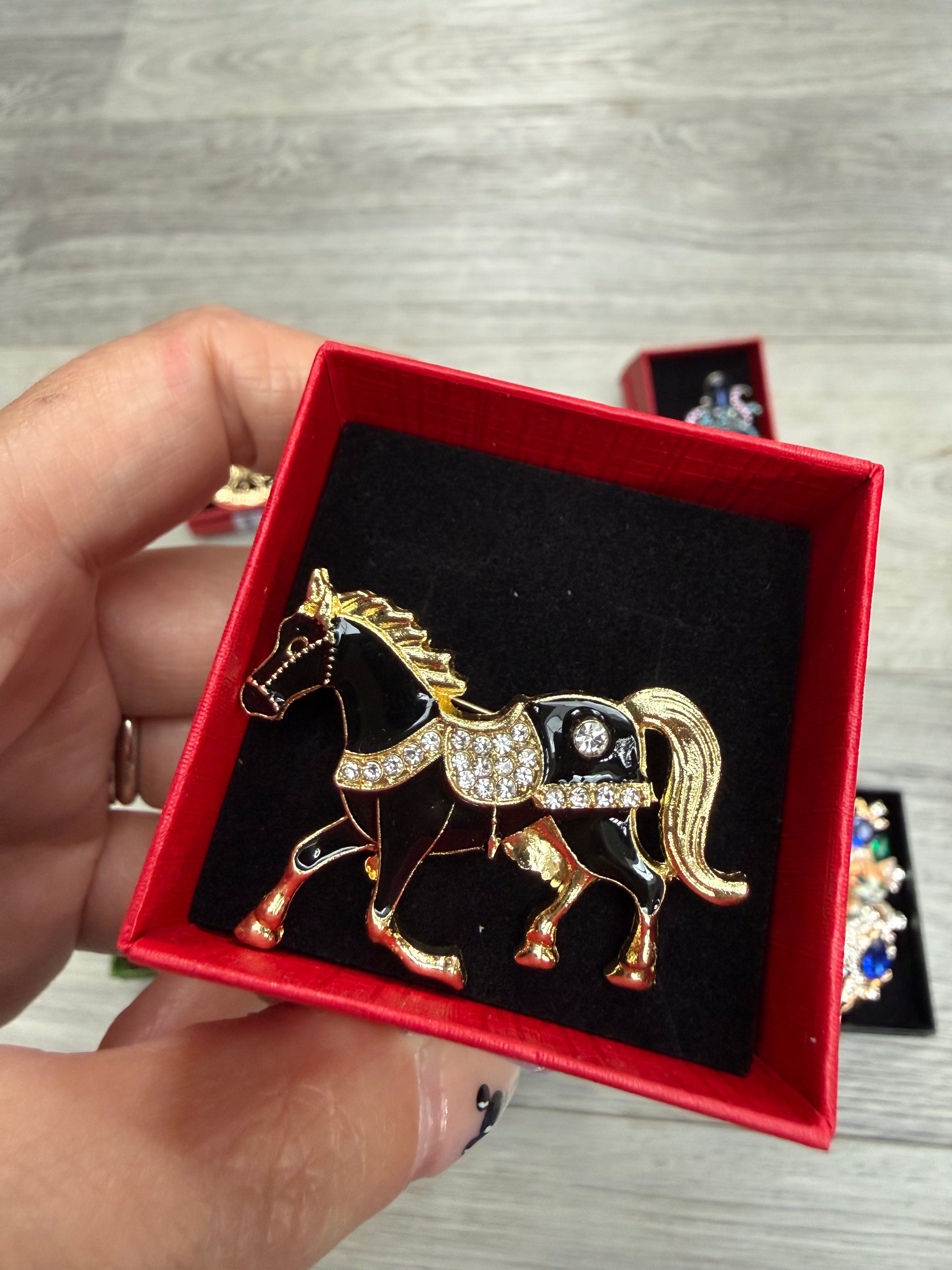 Black Horse Brooch