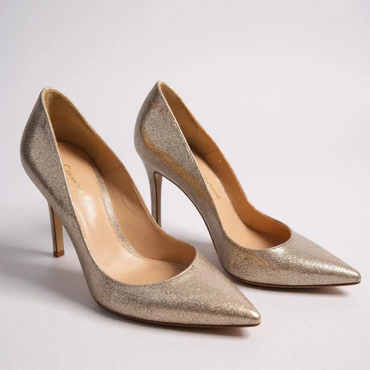 Gianvito Rossi Gold Glitter Pointed Toe Heels – UK 5 (EU 38)