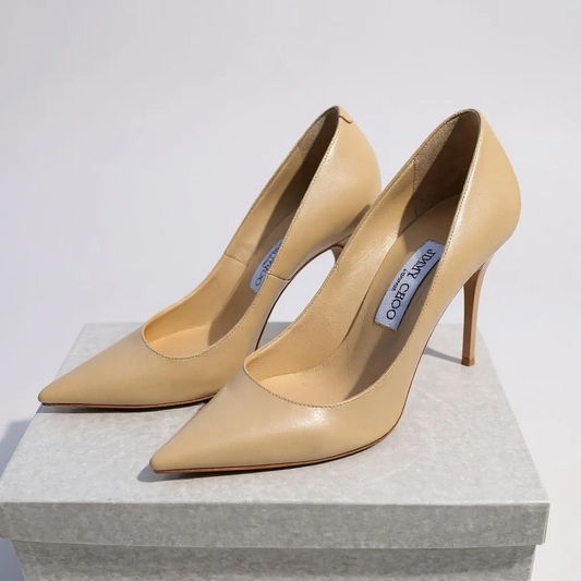 Jimmy Choo Nude Leather Pointed Toe Heels – UK 6 (EU 39)