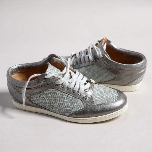Jimmy Choo Miami Silver Low-Top Trainers – UK 39