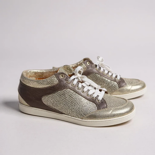 Jimmy Choo Miami Gold Low-Top Trainers – UK 39