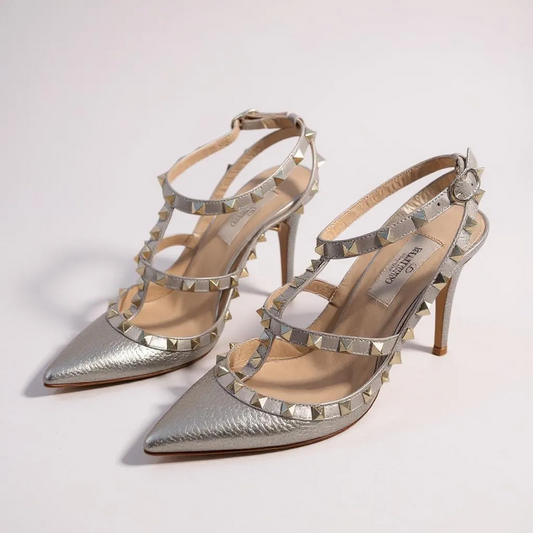 Valentino Rockstud Metallic champagne Heels – UK 6 (EU 39)
