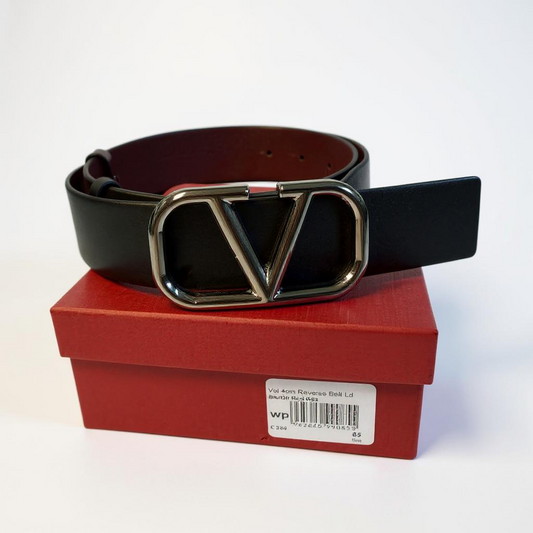 Valentino Reversible Belt- silver hardware 85/34