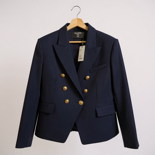 Balmain Double-Breasted Blazer in Navy – UK16