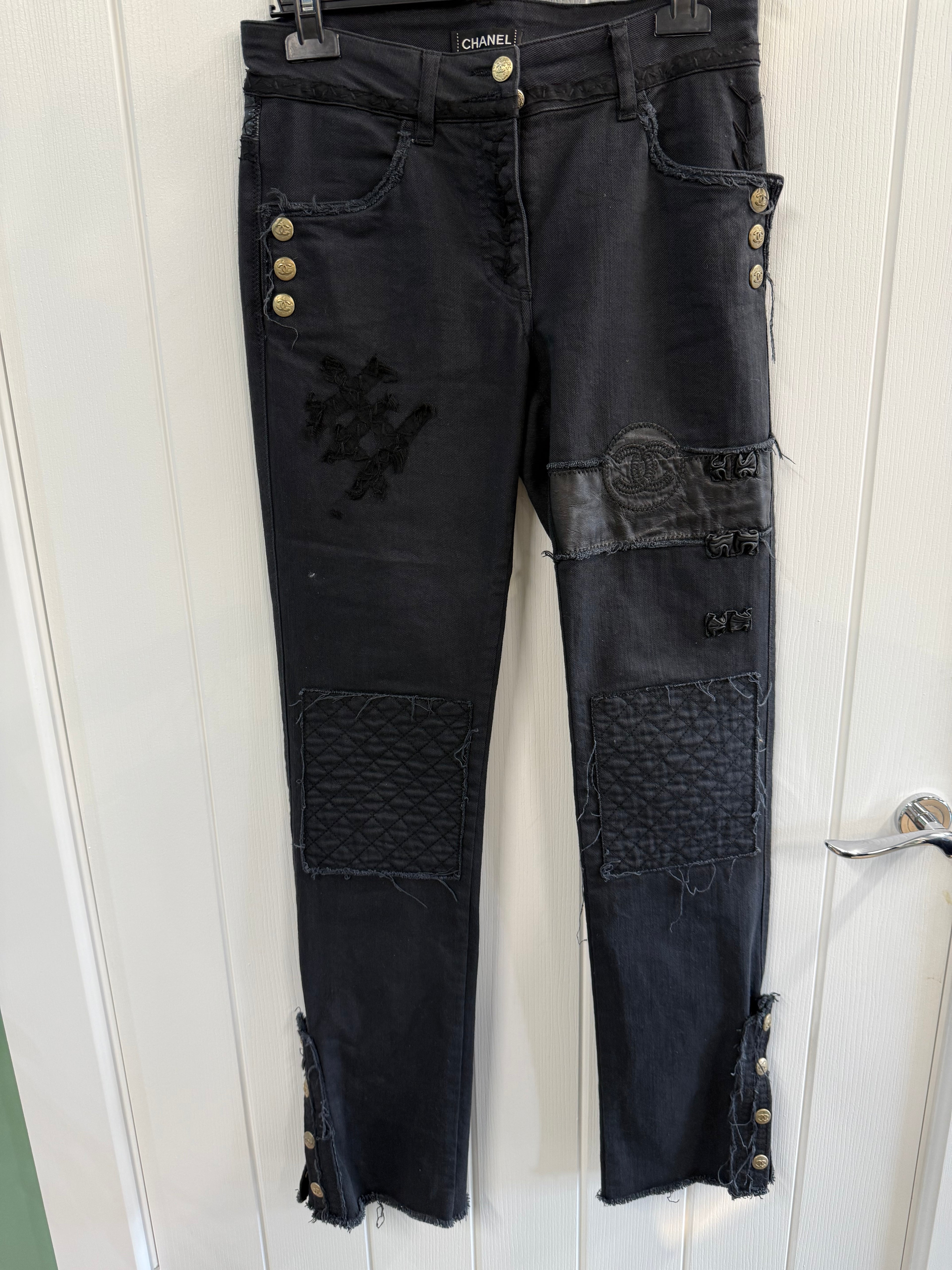 Chanel Black Patchwork Jeans – FR38 (UK 10)