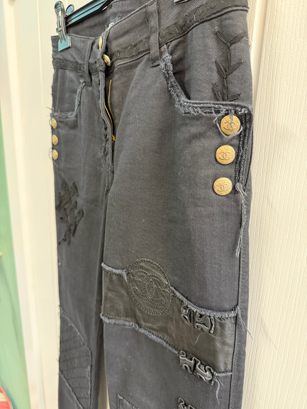 Chanel Black Patchwork Jeans – FR38 (UK 10)
