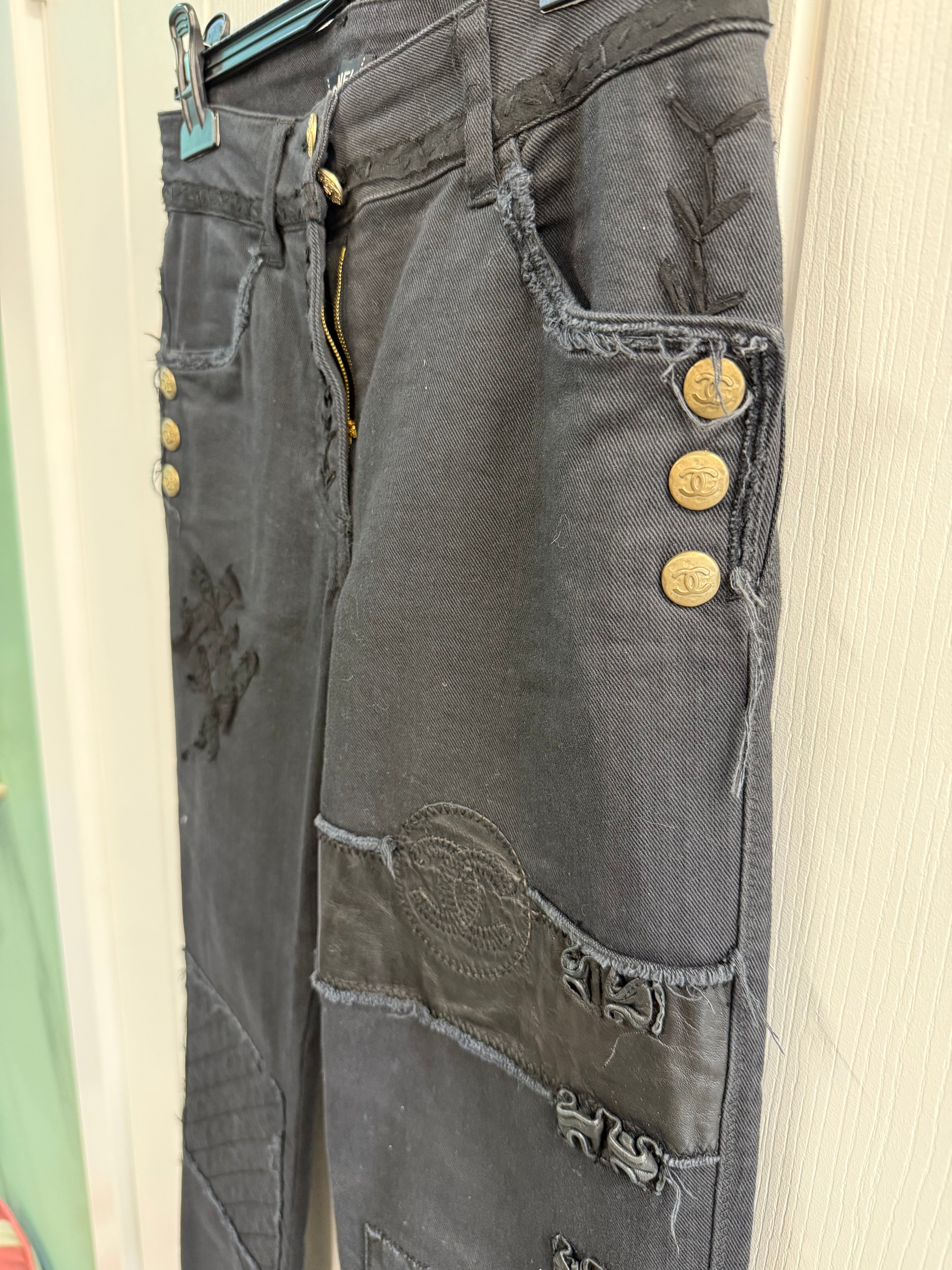 Chanel Black Patchwork Jeans – FR38 (UK 10)