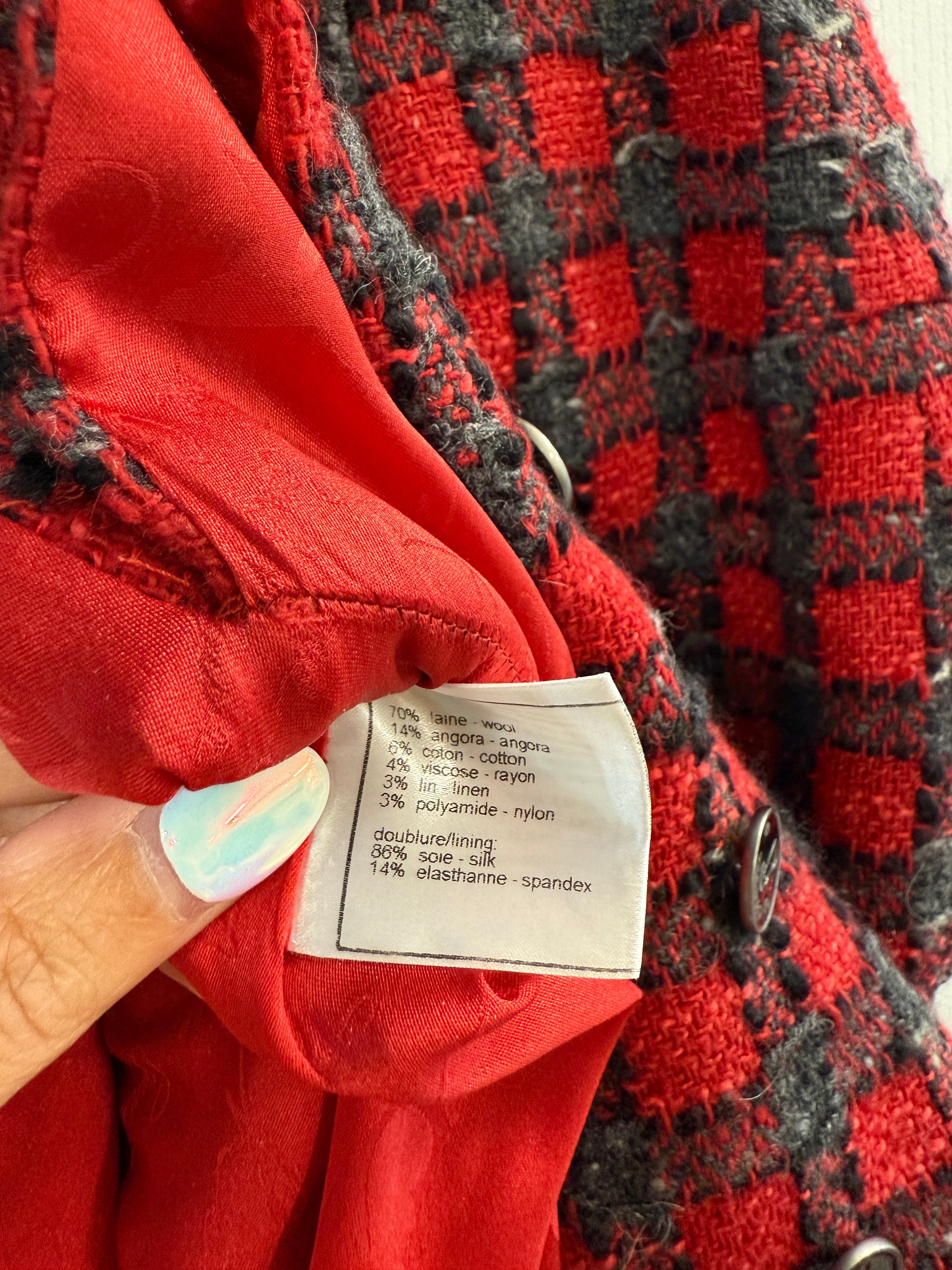 Chanel Red & Grey Tweed Skirt – FR38 (UK 10)