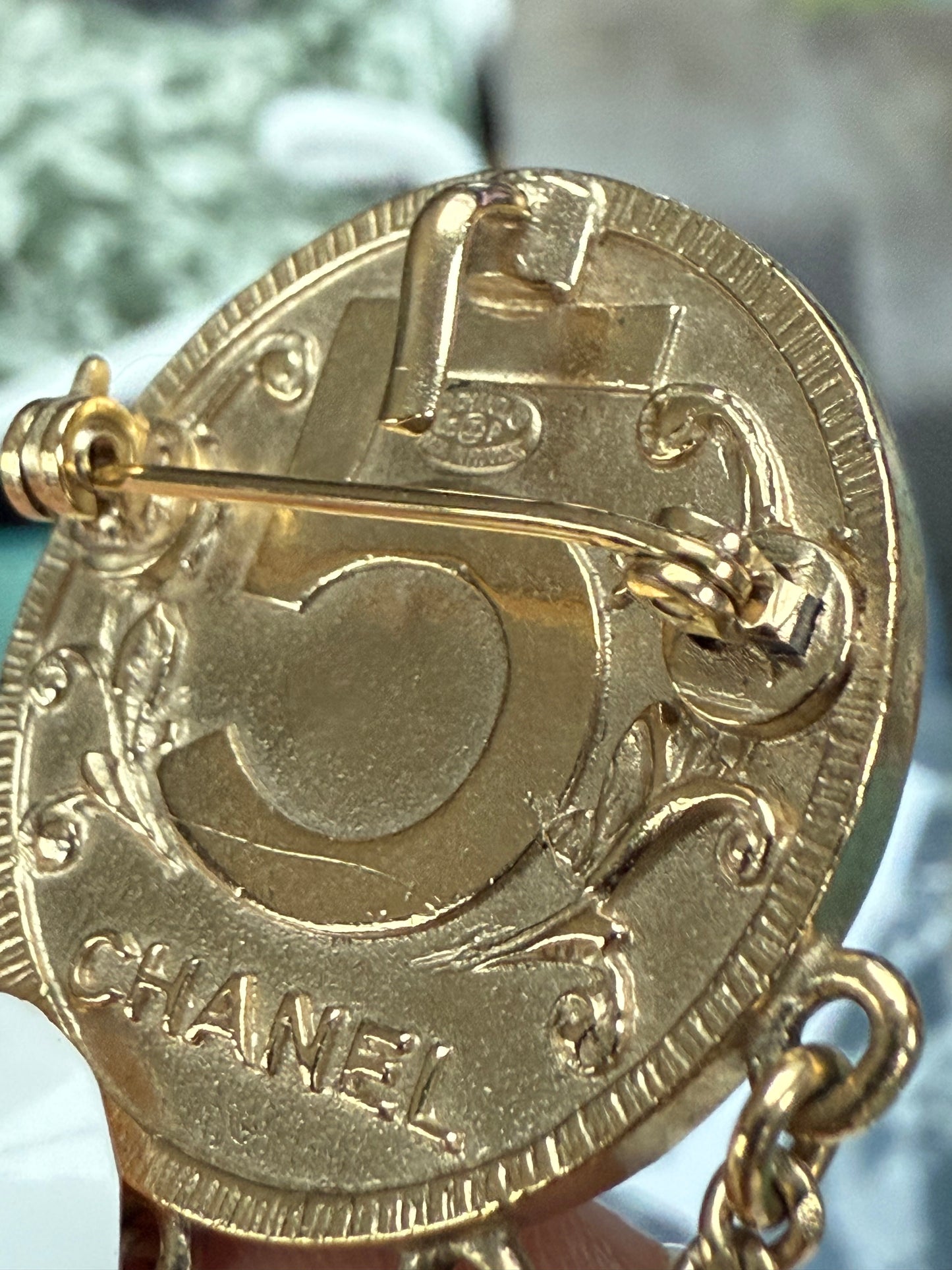 Chanel 1993 Vintage Coin and Chain Brooch