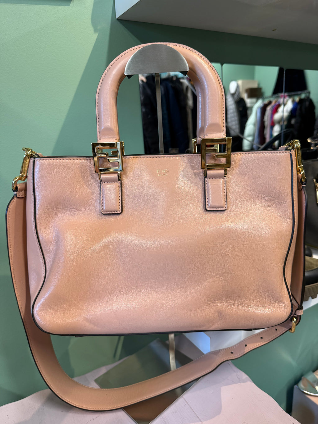 Fendi 2Jours Small Tote – Nude blush Leather