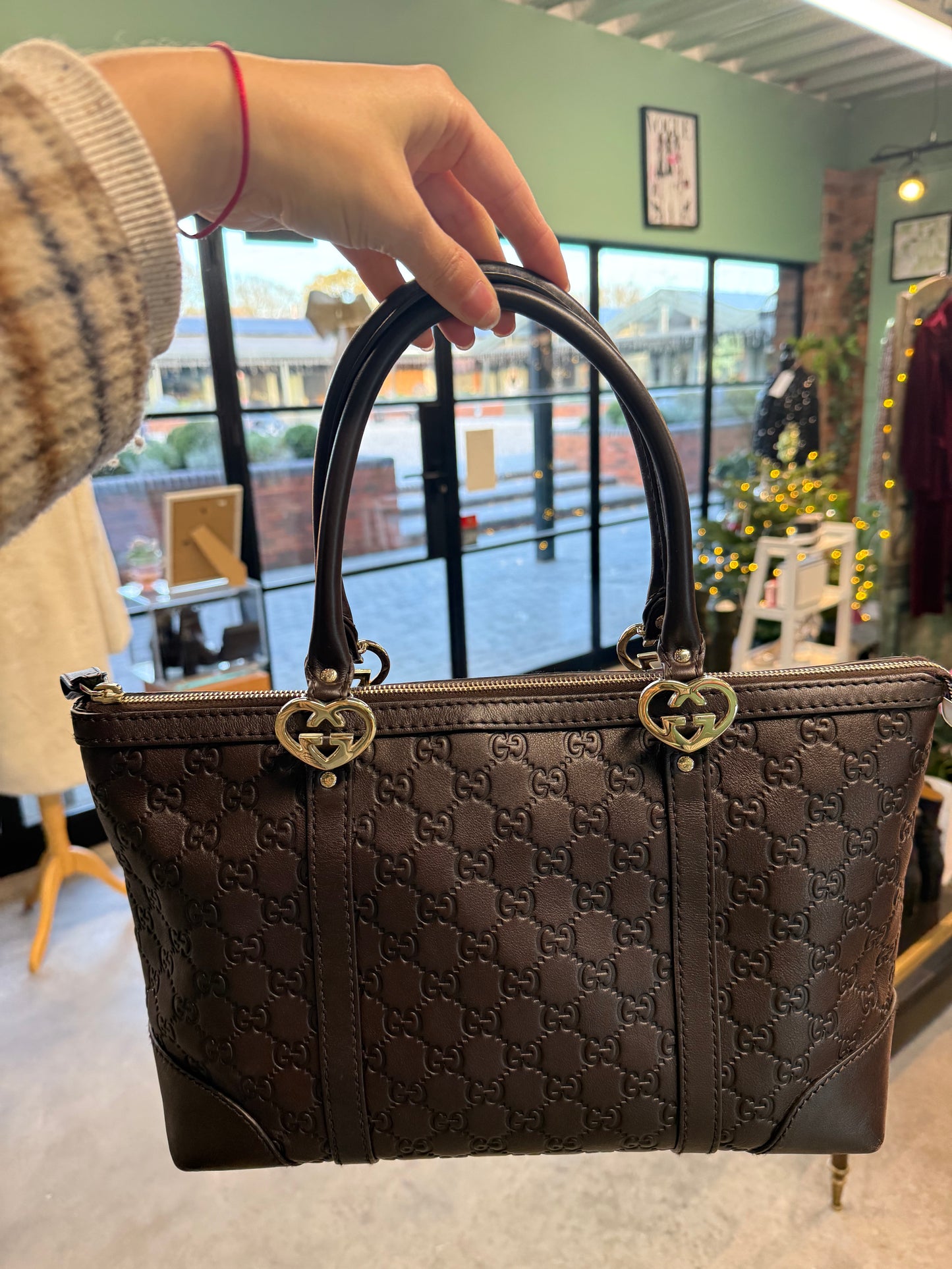 Gucci Guccissima Chocolate Brown Shoulder Tote