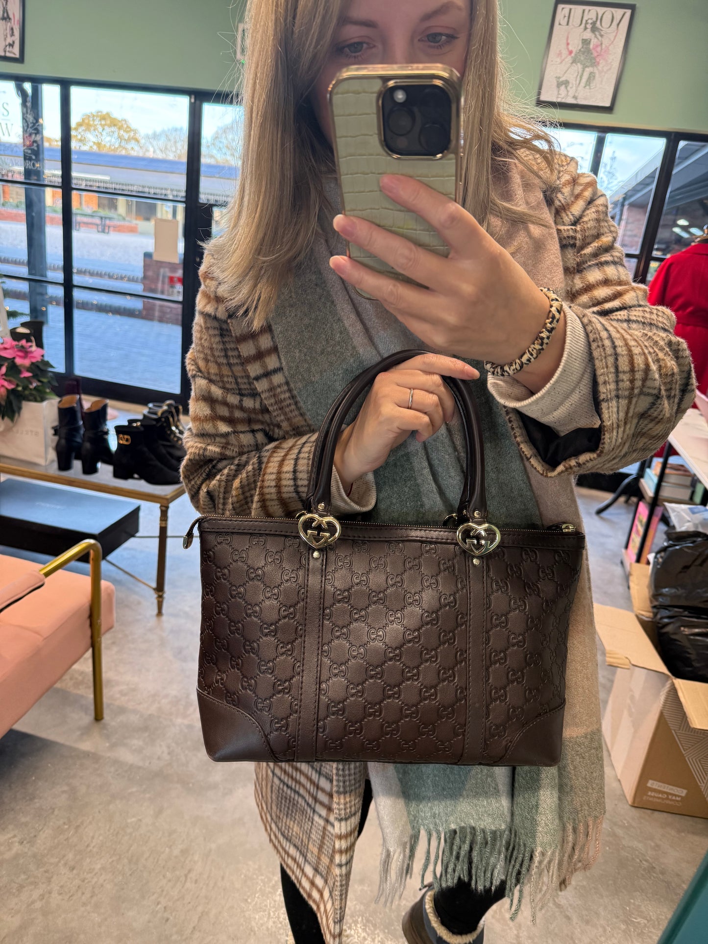 Gucci Guccissima Chocolate Brown Shoulder Tote