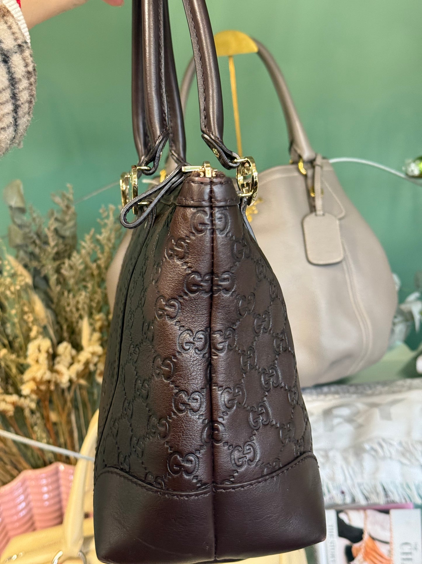 Gucci Guccissima Chocolate Brown Shoulder Tote