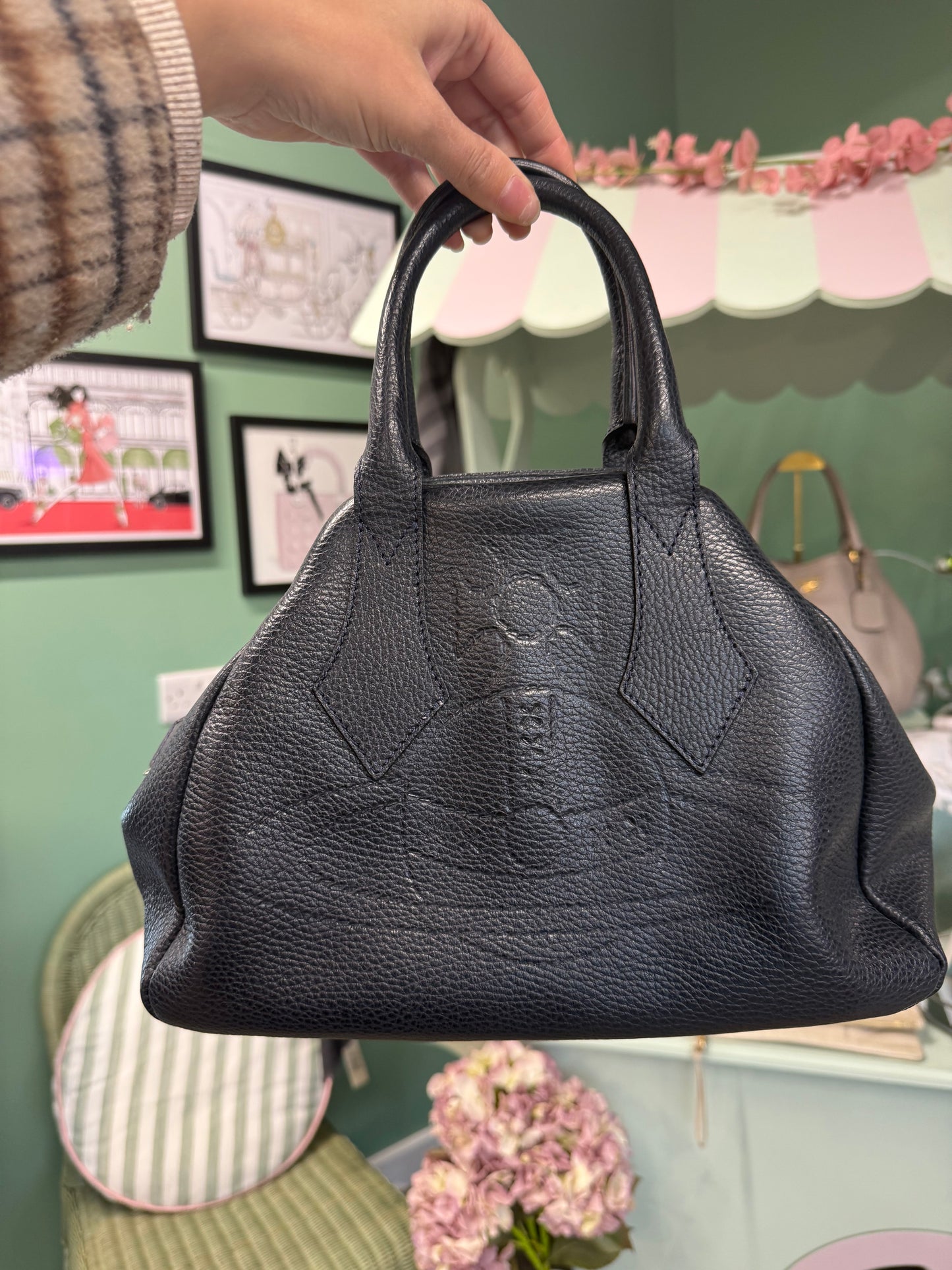 Vivienne Westwood Black Leather Bowler Bag