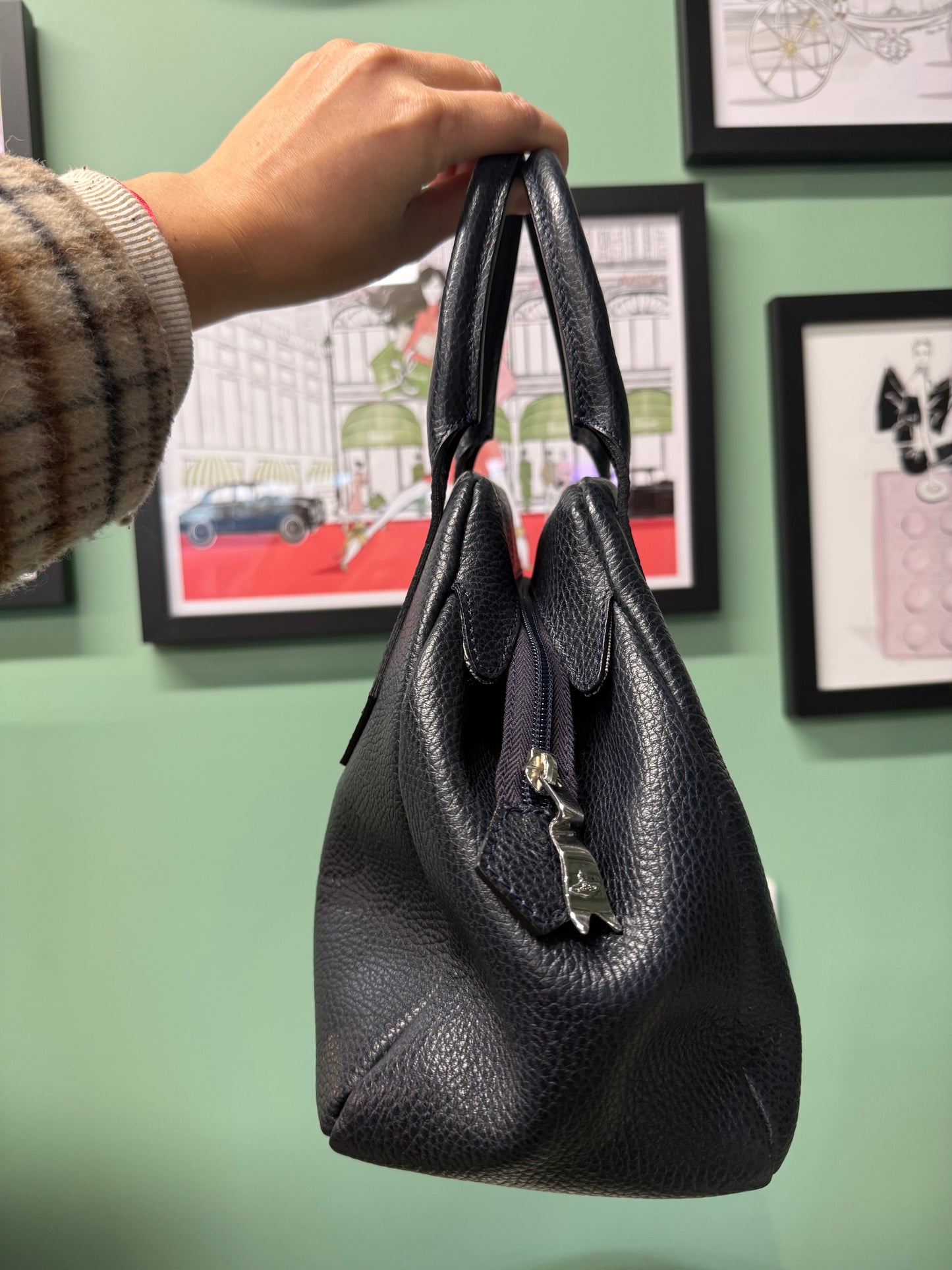 Vivienne Westwood Black Leather Bowler Bag