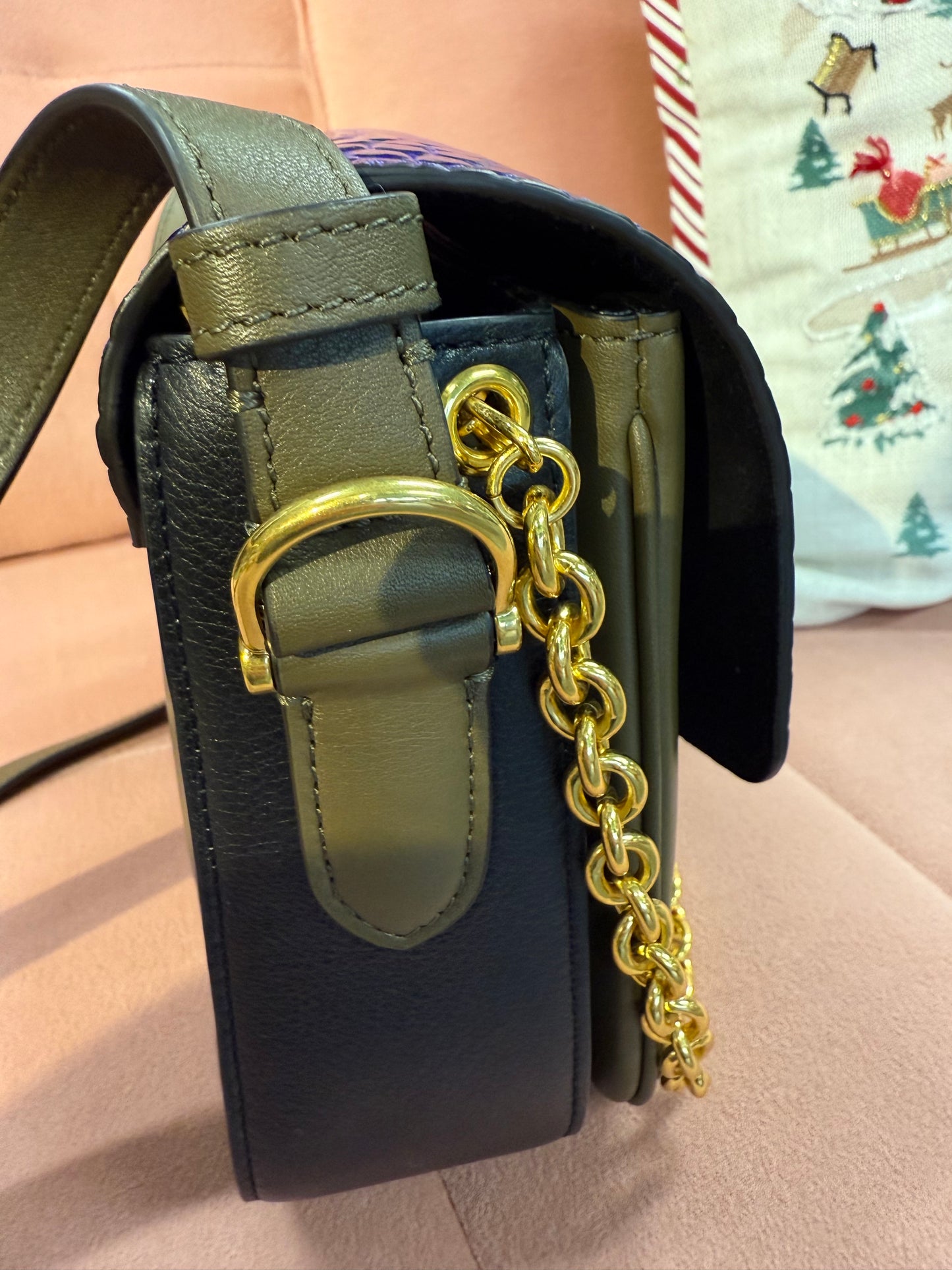 Mulberry Leather & Croc-Embossed Chain Shoulder Bag