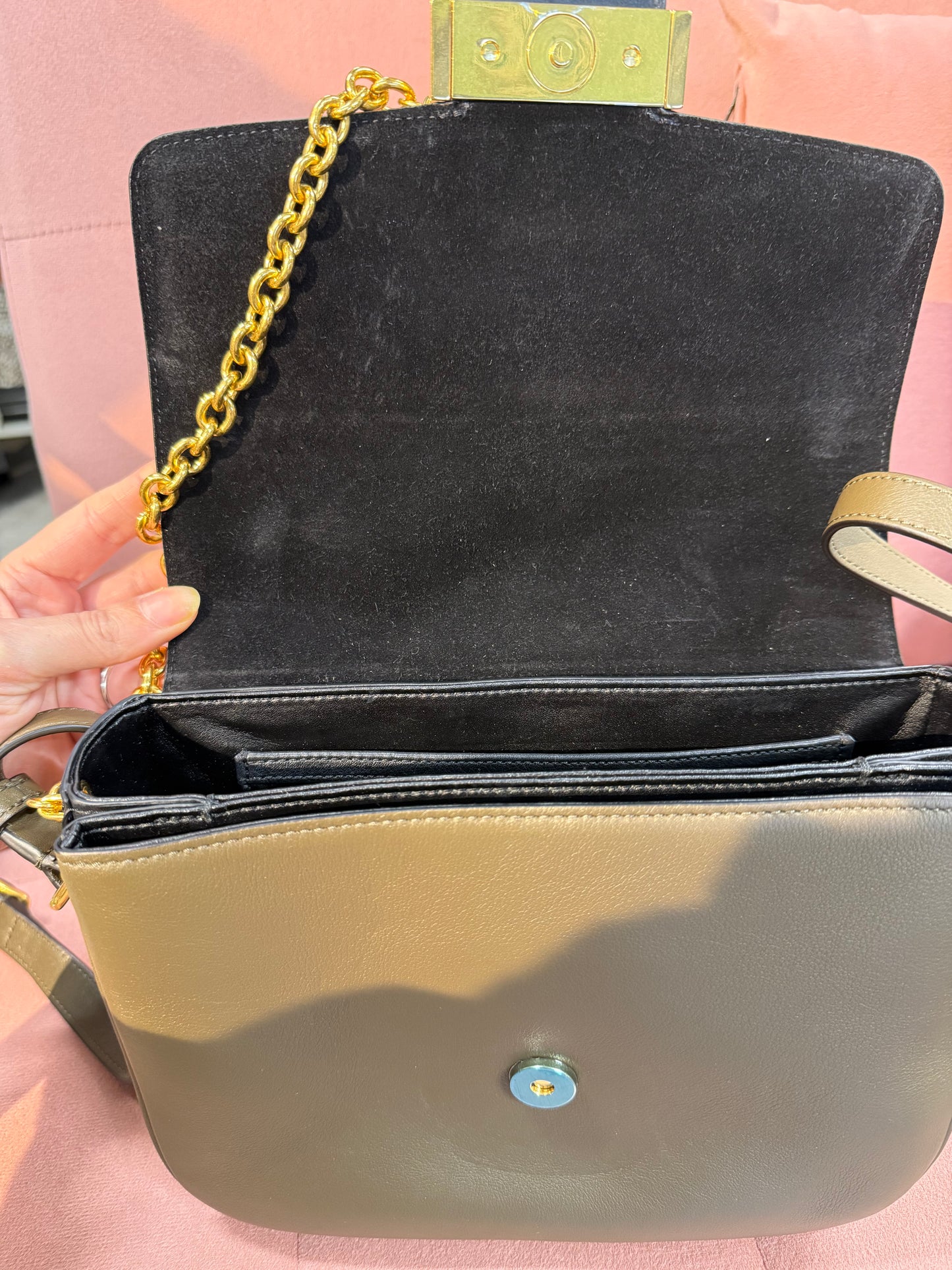 Mulberry Leather & Croc-Embossed Chain Shoulder Bag