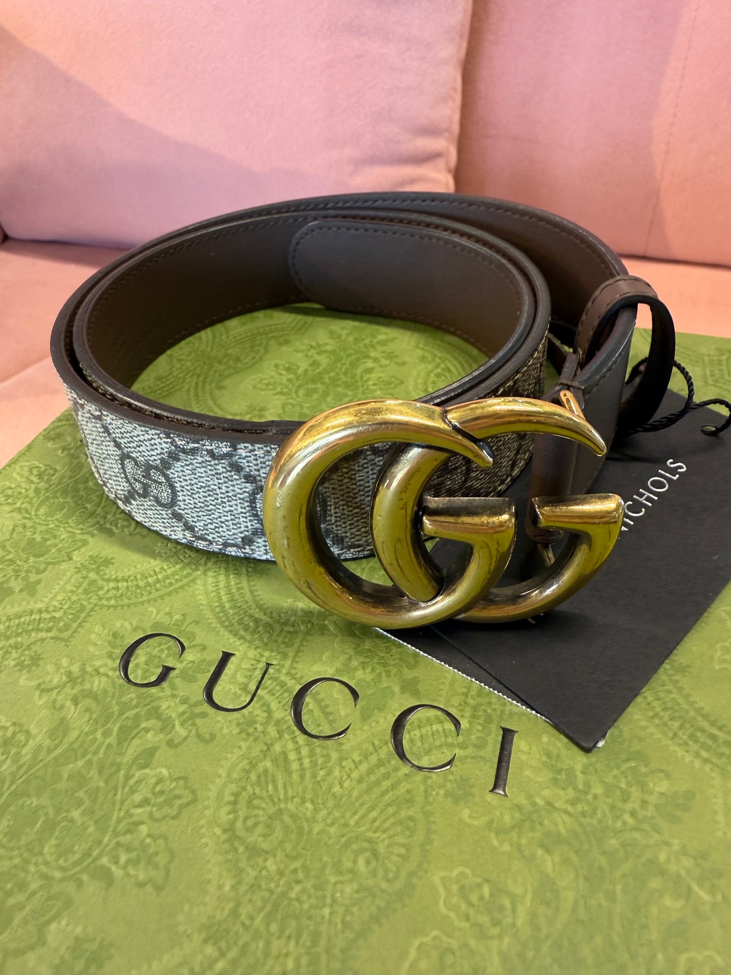 Gucci GG Supreme Double G Belt – Size 80 / UK Size 8 Waist