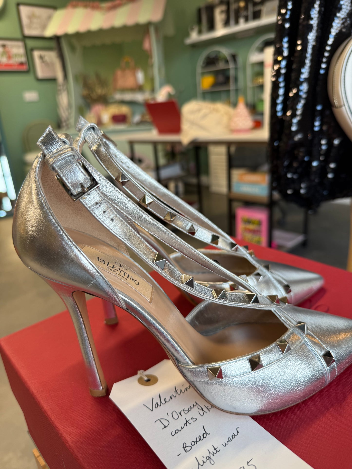 Valentino Garavani Rockstud Heels – Silver Leather | UK 6 / EU 39 | Boxed