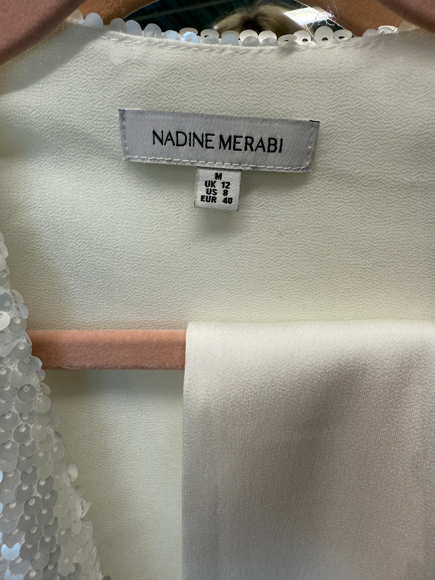 Nadine Merabi Sequin Mini Dress with Belt – Silver | UK 12