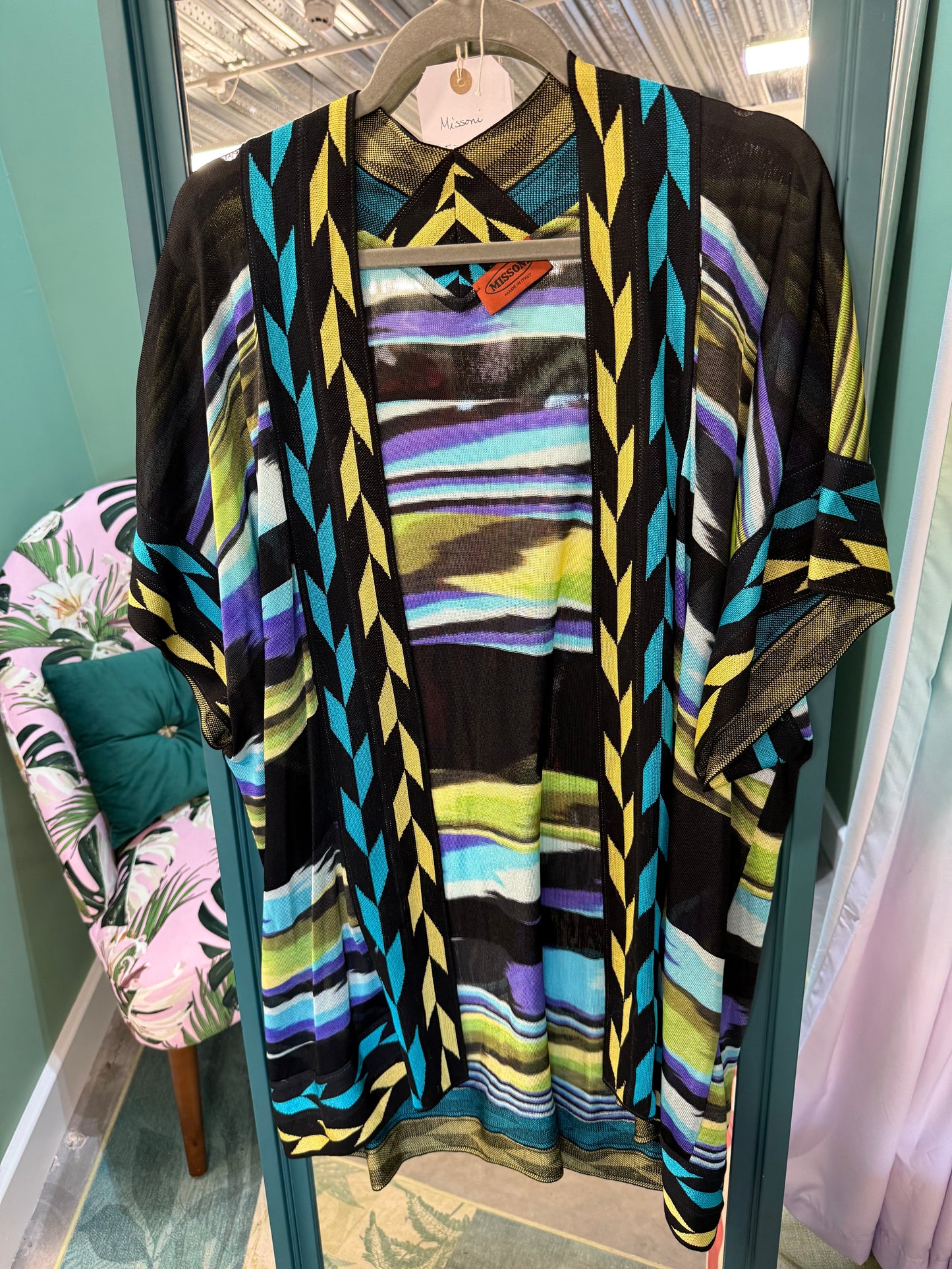 Missoni Sheer Printed Kimono Jacket – Black Multicolour | UK 10–12