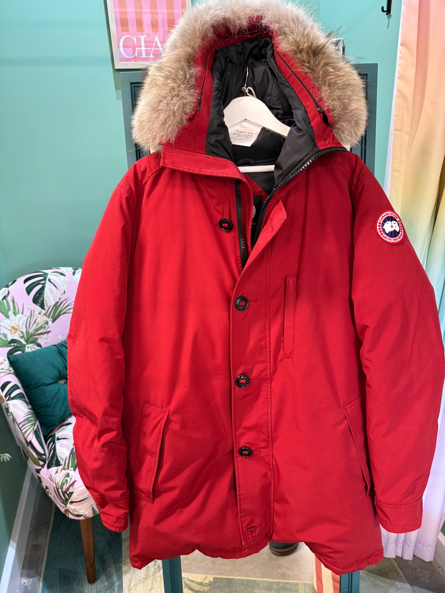 Canada Goose Fur-Trim Parka – Red | Size XL