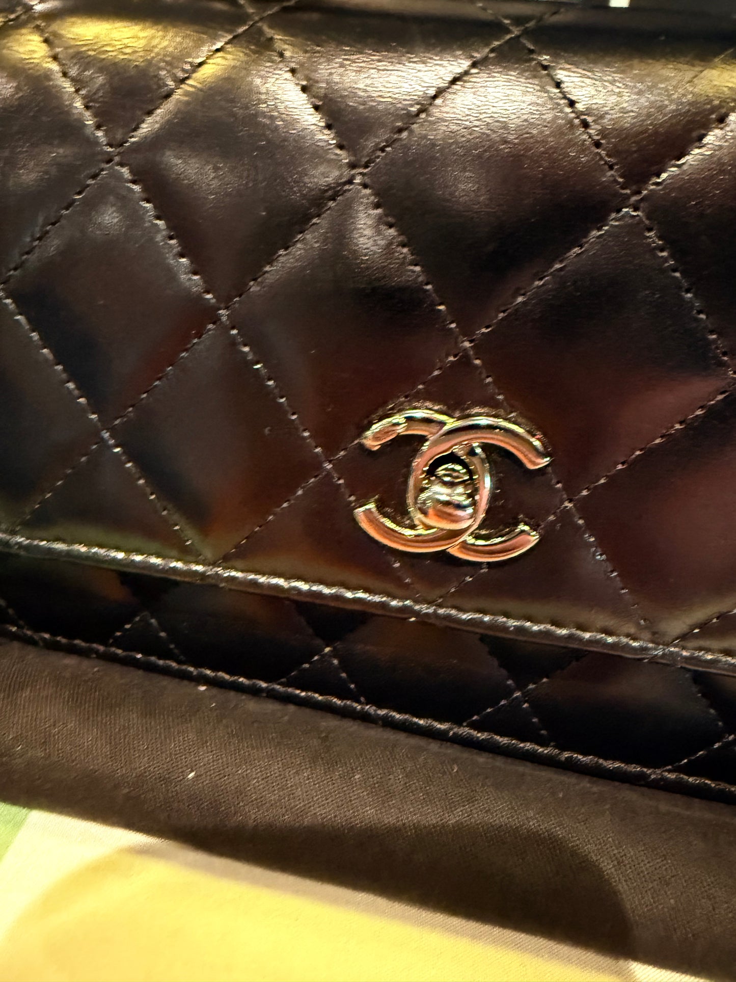 Chanel Classic Flap Bag – Black Quilted Lambskin (Top Handle Crystal)