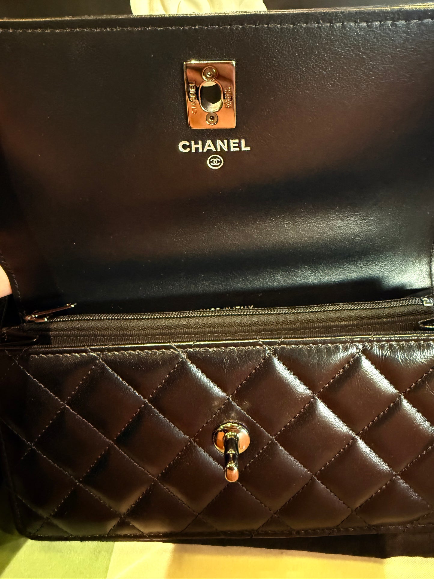 Chanel Classic Flap Bag – Black Quilted Lambskin (Top Handle Crystal)