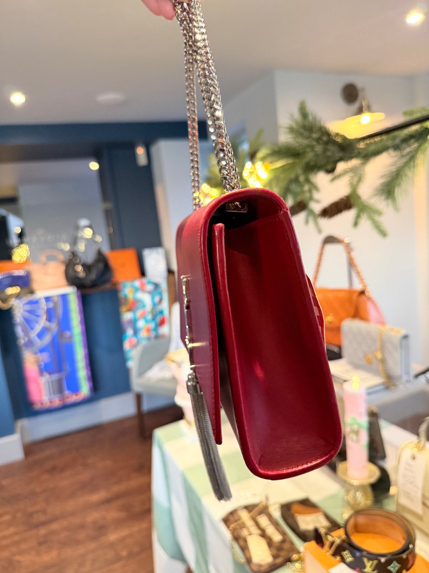 Saint Laurent Kate Tassel Chain Bag – Red Leather