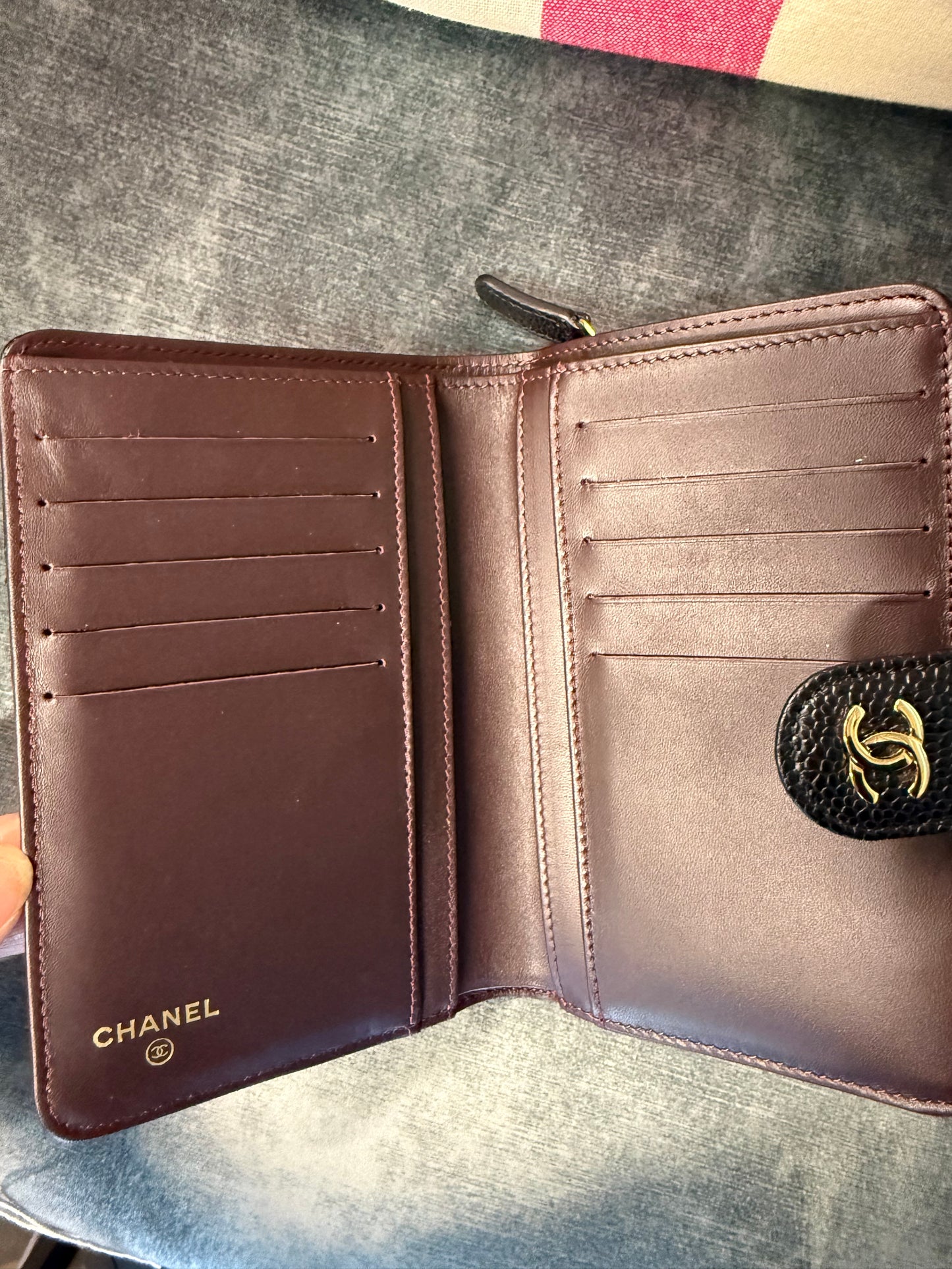 Chanel Quilted Zip-Around Wallet – Black Caviar Leather with Gold Hardware