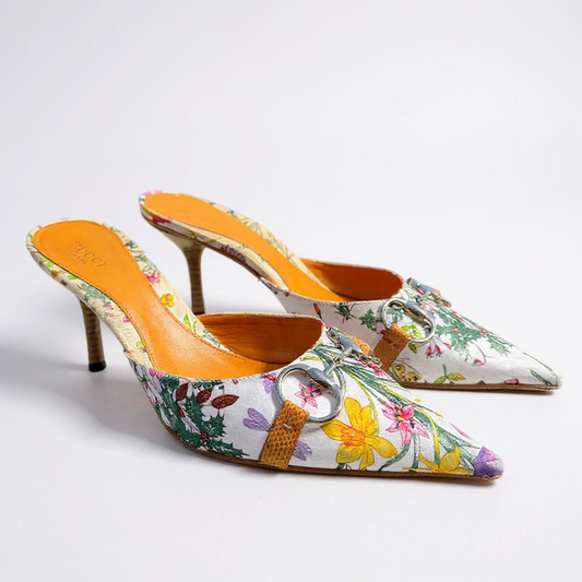 Gucci Floral Mule Heels – UK 6