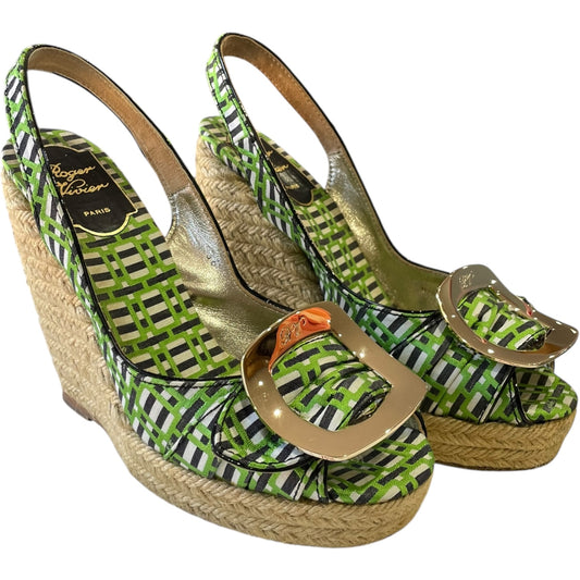 Roger Vivier Geometric Print Espadrille Wedges – UK 3
