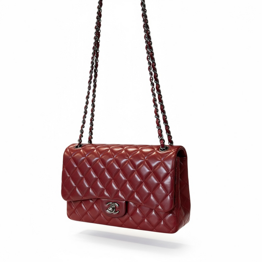 Chanel Classic Flap Jumbo – Burgundy Quilted Lambskin Leather