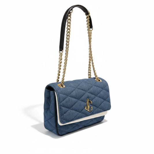 Jimmy Choo Farone Shoulder Bag – Blue Quilted Denim