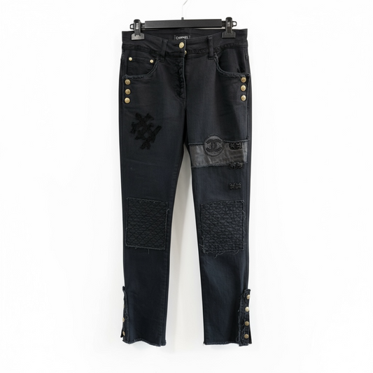 Chanel Black Patchwork Jeans – FR38 (UK 10)