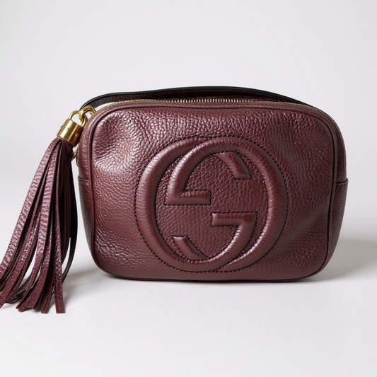 Gucci Soho Disco Bag in Burgundy Pebbled Leather
