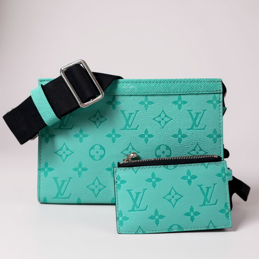 Louis Vuitton Taiga Gaston Wearable Wallet Crossbody in Turquoise Monogram