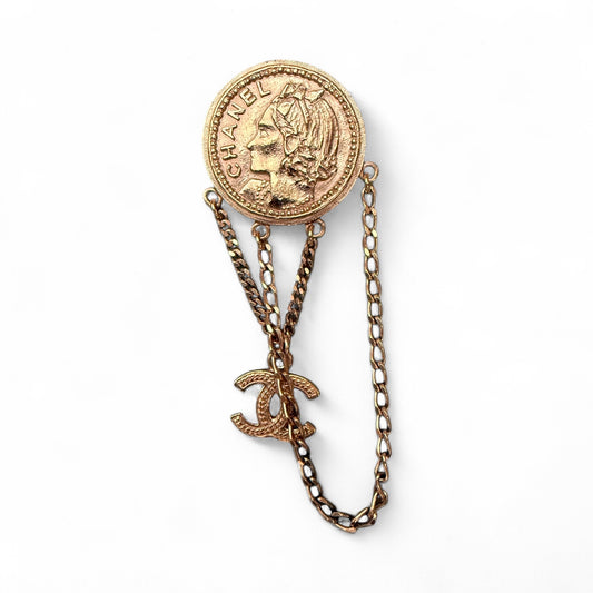Chanel 1993 Vintage Coin and Chain Brooch
