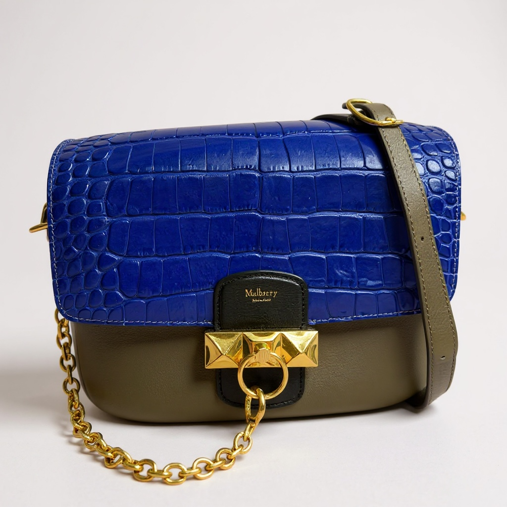 Mulberry Leather & Croc-Embossed Chain Shoulder Bag