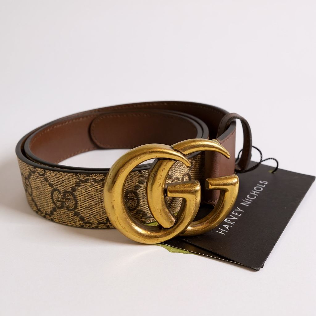 Gucci GG Supreme Double G Belt – Size 80 / UK Size 8 Waist