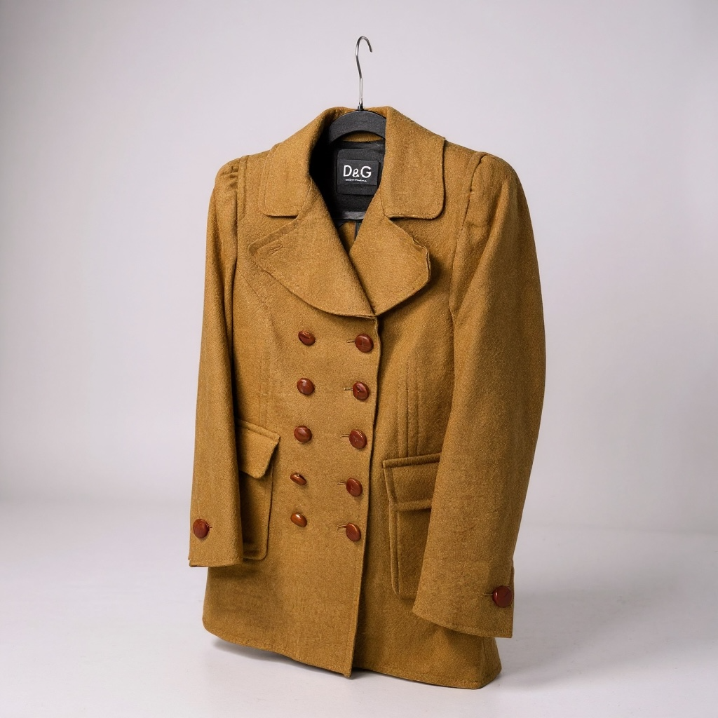 D&amp;G Double-Breasted Wool Coat – Camel | UK 8