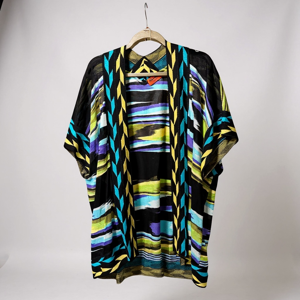 Missoni Sheer Printed Kimono Jacket – Black Multicolour | UK 10–12