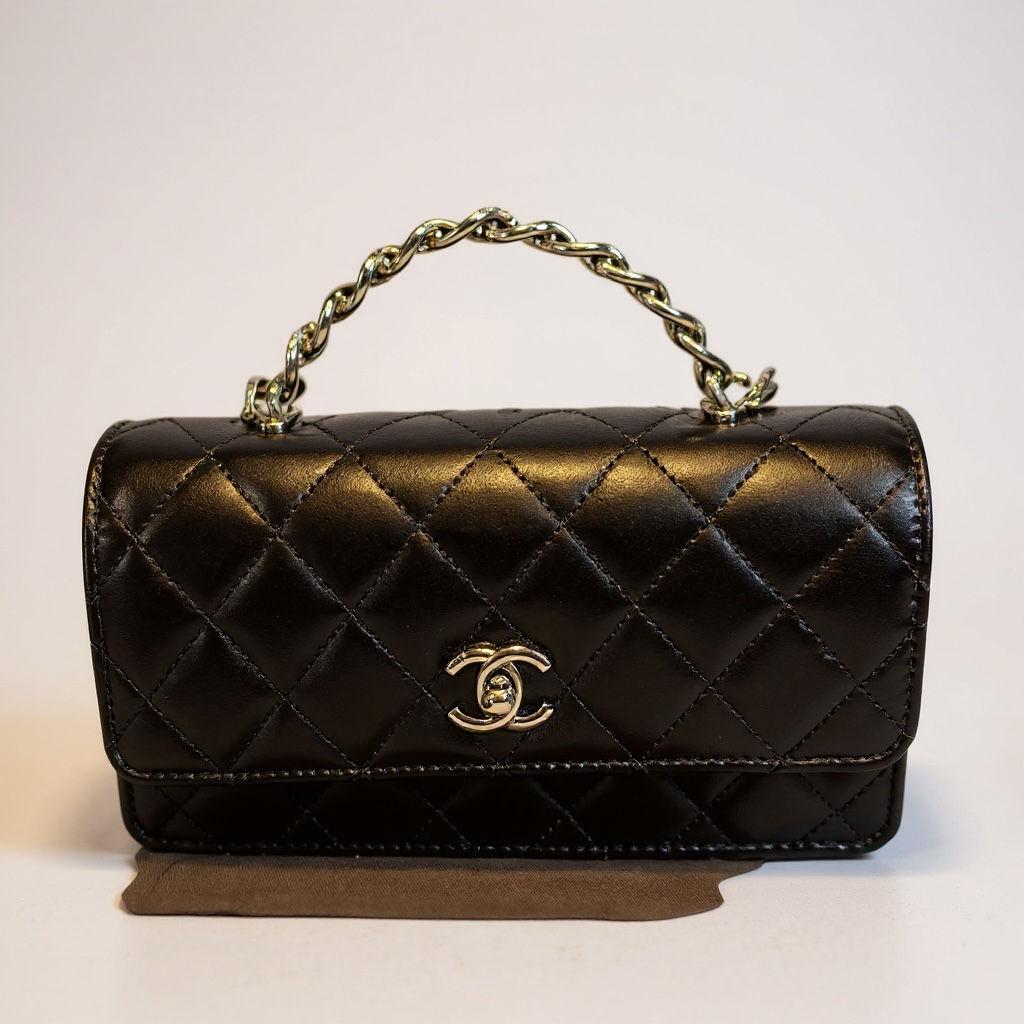 Chanel Classic Flap Bag – Black Quilted Lambskin (Top Handle Crystal)